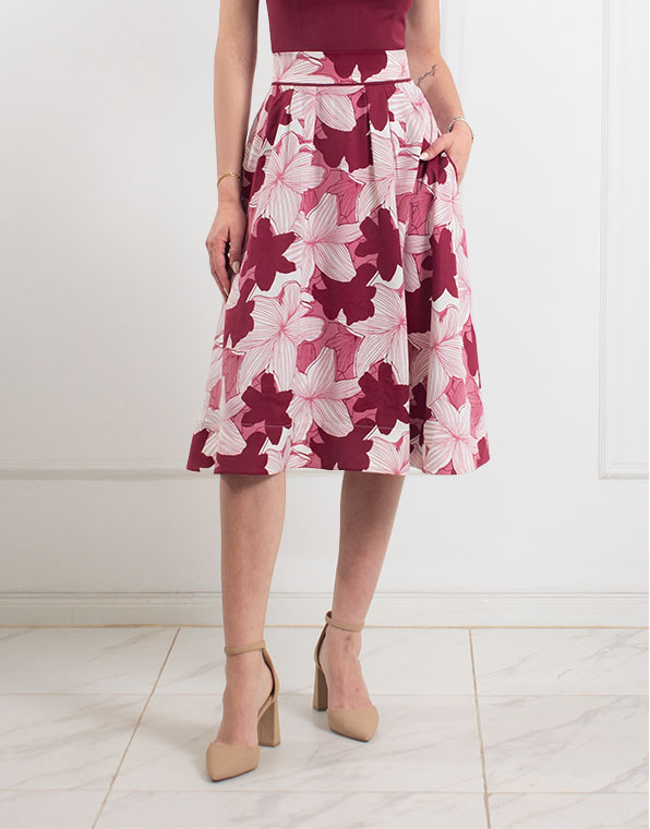 Merlys Estampado Floral Rojo Vino