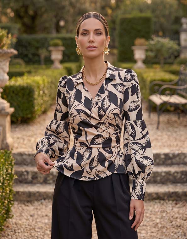 Florbell Beige Estampado Negro